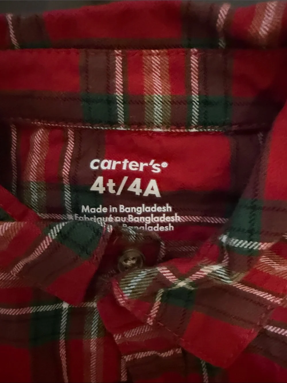 BOGO Carter's Red Green Plaid Button-Down Shirt